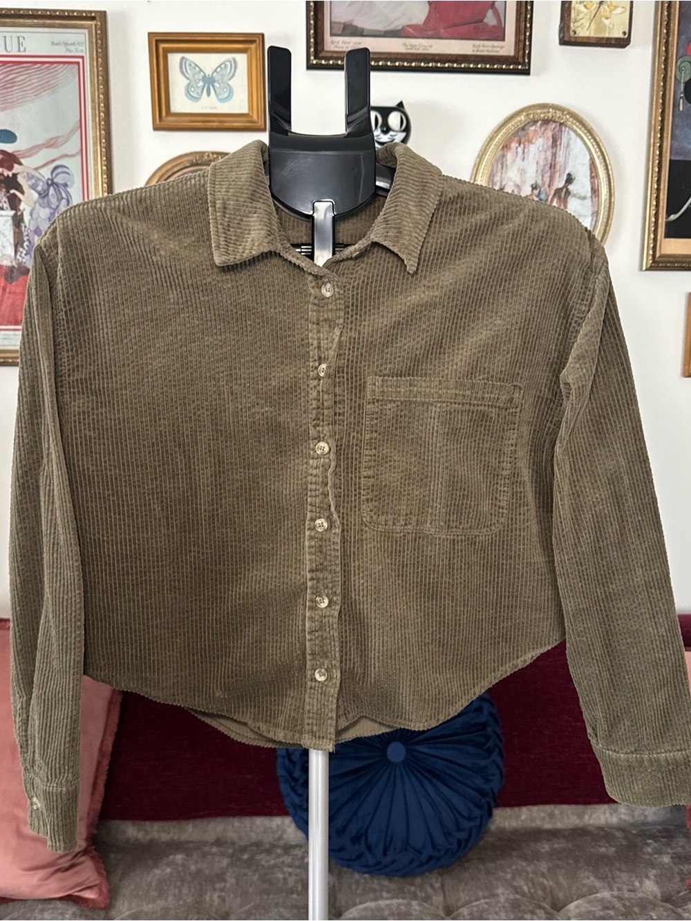 Forever 21 Olive Corduroy Button-Up Shirt